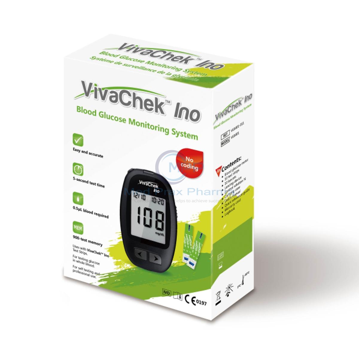 VivaChek Ino Digital Blood Glucose Meter With Strips
