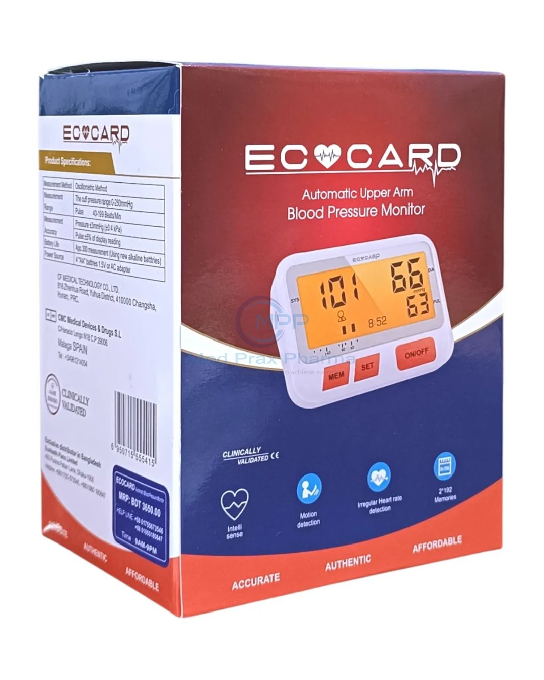 ECOCARD Automatic Upper Arm Blood Pressure Monitor