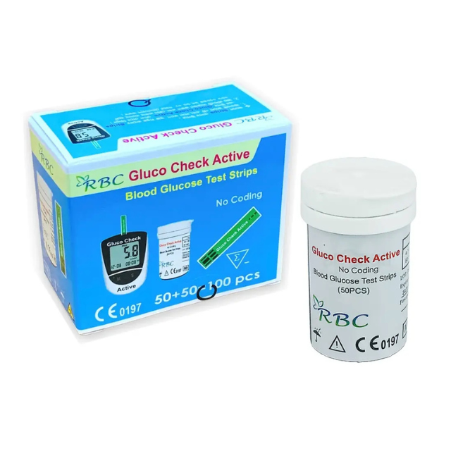 RBC Gluco Check Active Blood Glucose Test Strips