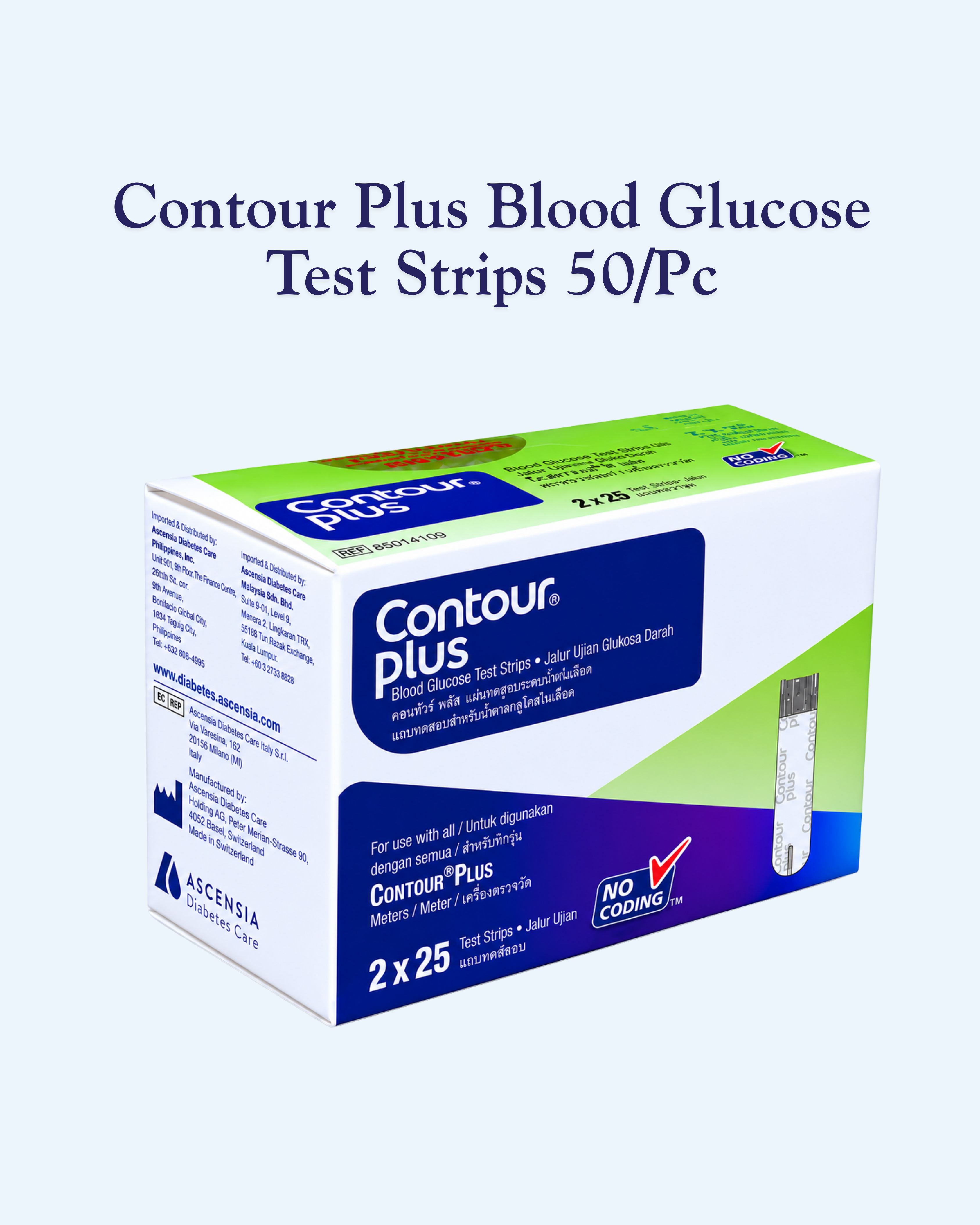 Contour Plus Blood Glucose Test Strips 2×25 Pcs